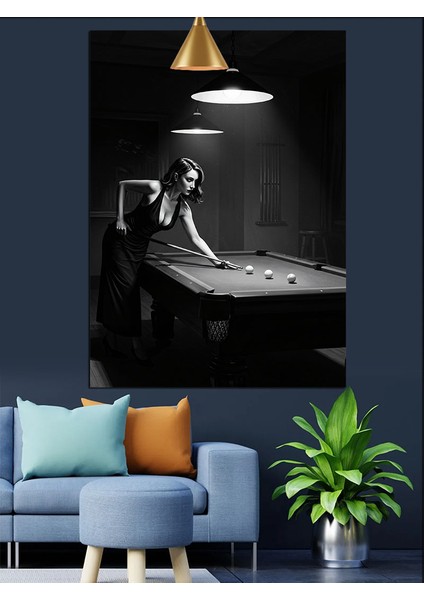Bilardo Masası Kadın Dekoratif Kanvas - Mdf Ahşap Tablo modelleri