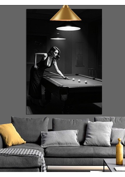 Bilardo Masası Kadın Dekoratif Kanvas - Mdf Ahşap Tablo indirimleri