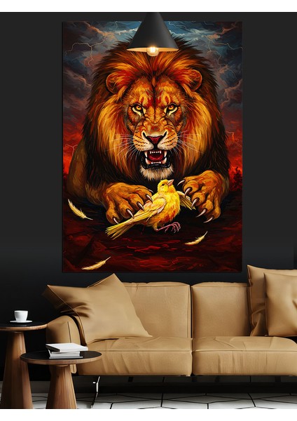 Aslan ve Kanarya Dekoratif Kanvas - Mdf Ahşap Tablo fırsatları