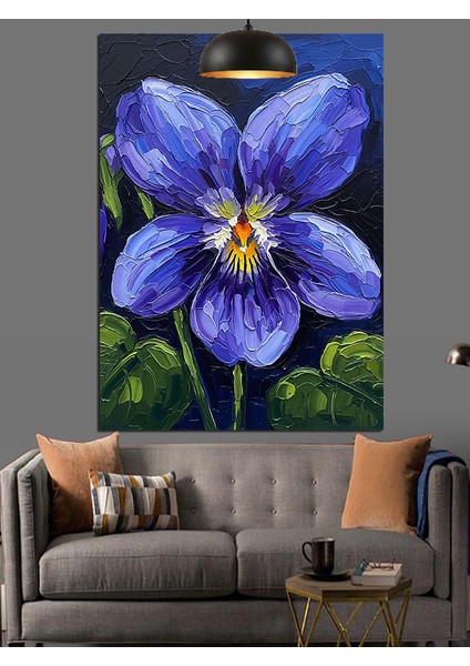 Mor Çiçek Yakın Çekim Dekoratif Kanvas - Mdf Ahşap Tablo