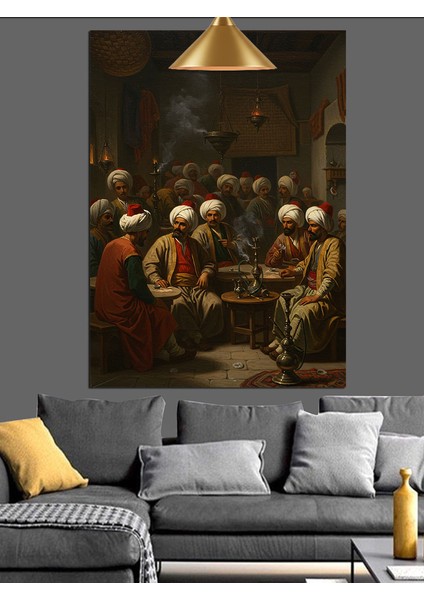 Nargile Sohbet Adamlar Dekoratif Kanvas - Mdf Ahşap Tablo modelleri