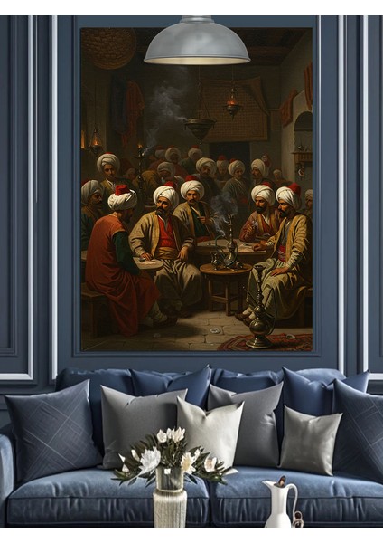 Nargile Sohbet Adamlar Dekoratif Kanvas - Mdf Ahşap Tablo fırsatları