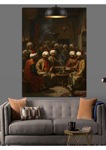 Nargile Sohbet Adamlar Dekoratif Kanvas - Mdf Ahşap Tablo indirimleri