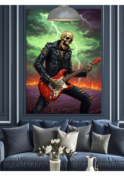 Elektrikli Gitar Iskelet Dekoratif Kanvas - Mdf Ahşap Tablo fiyatları