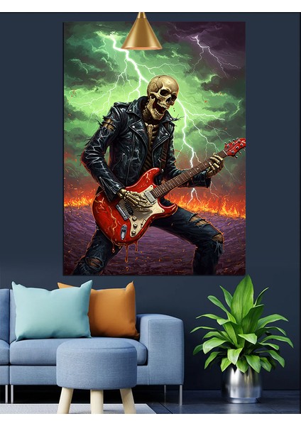 Elektrikli Gitar Iskelet Dekoratif Kanvas - Mdf Ahşap Tablo fırsatları