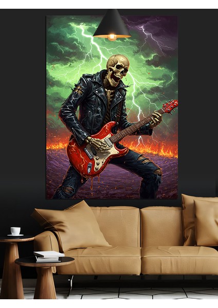 Elektrikli Gitar Iskelet Dekoratif Kanvas - Mdf Ahşap Tablo indirimleri