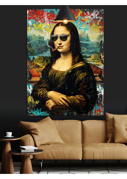 Güneş Gözlüklü Mona Lisa Dekoratif Kanvas - Mdf Ahşap Tablo modelleri