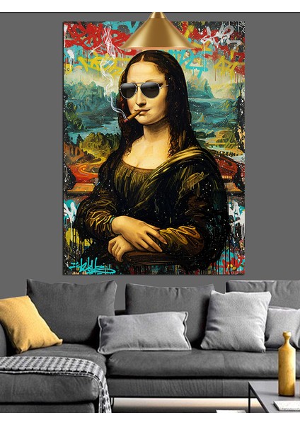 Güneş Gözlüklü Mona Lisa Dekoratif Kanvas - Mdf Ahşap Tablo fırsatları
