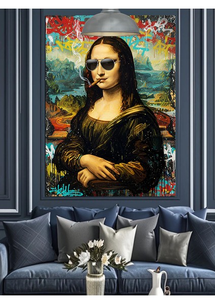 Güneş Gözlüklü Mona Lisa Dekoratif Kanvas - Mdf Ahşap Tablo indirimleri