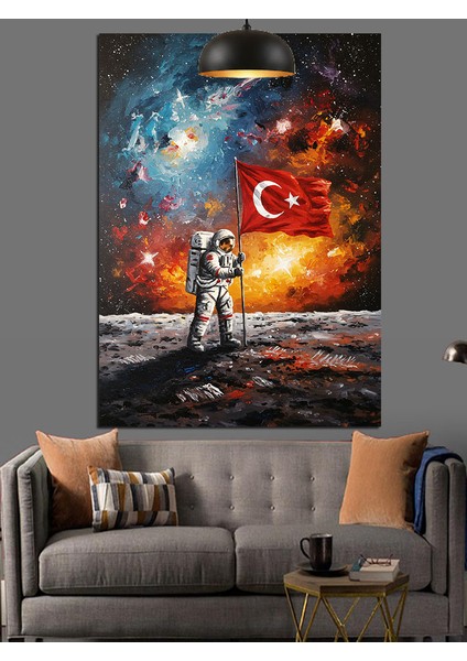 Bayraklı Uzay Astronot Dekoratif Kanvas - Mdf Ahşap Tablo modelleri