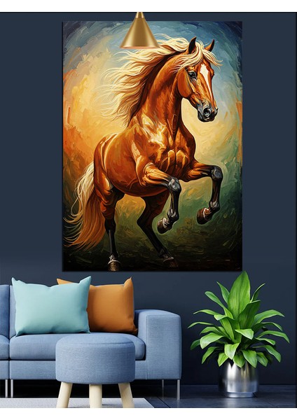 Sarı Koşan At Dekoratif Kanvas - Mdf Ahşap Tablo modelleri