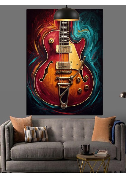 Kırmızı Gitar Alev Dekoratif Kanvas - Mdf Ahşap Tablo modelleri