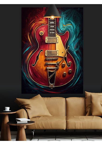 Kırmızı Gitar Alev Dekoratif Kanvas - Mdf Ahşap Tablo indirimleri