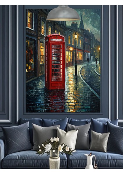 Kırmızı Telefon Kulübesi Dekoratif Kanvas - Mdf Ahşap Tablo indirimleri
