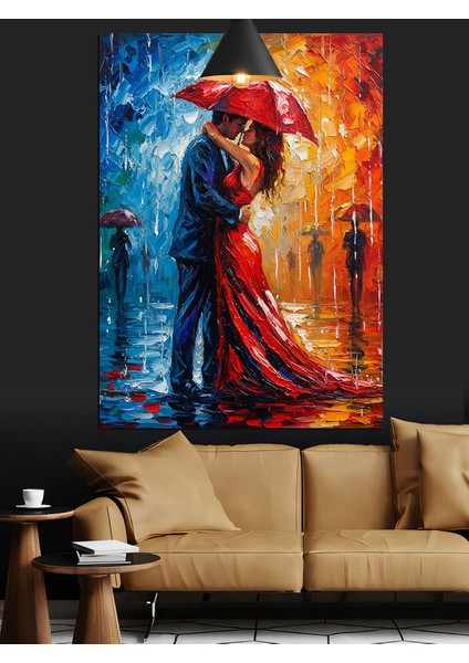 Şemsiyeli Çift Yağmur Dekoratif Kanvas - Mdf Ahşap Tablo modelleri