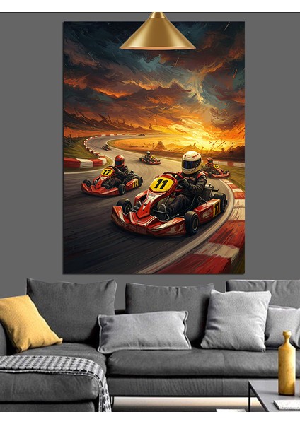 Go Kart Yarışı Dekoratif Kanvas - Mdf Ahşap Tablo fiyatları