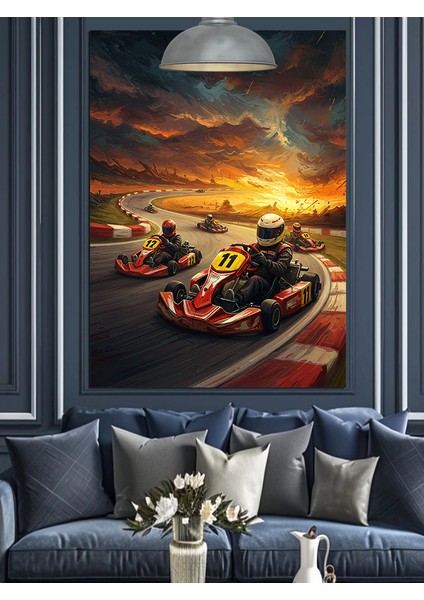 Go Kart Yarışı Dekoratif Kanvas - Mdf Ahşap Tablo modelleri