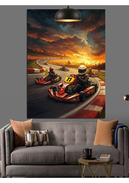 Go Kart Yarışı Dekoratif Kanvas - Mdf Ahşap Tablo fırsatları