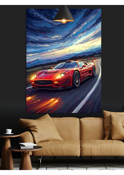 Hızlı Spor Araba Dekoratif Kanvas - Mdf Ahşap Tablo