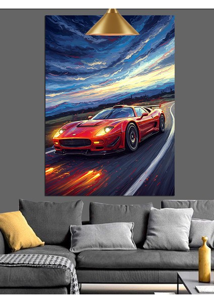 Hızlı Spor Araba Dekoratif Kanvas - Mdf Ahşap Tablo fiyatları