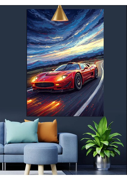 Hızlı Spor Araba Dekoratif Kanvas - Mdf Ahşap Tablo indirimleri