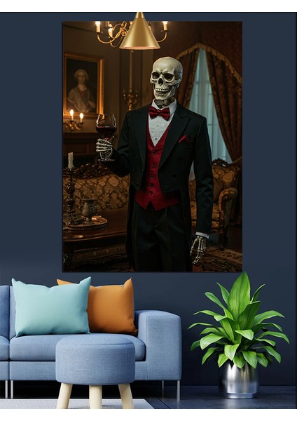 Takım Elbiseli Iskelet Dekoratif Kanvas - Mdf Ahşap Tablo fiyatları