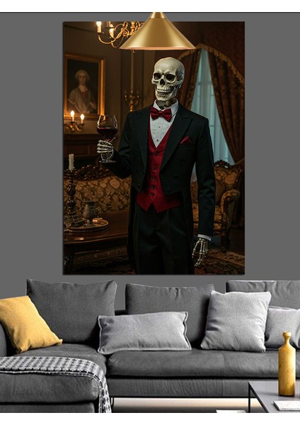 Takım Elbiseli Iskelet Dekoratif Kanvas - Mdf Ahşap Tablo fırsatları