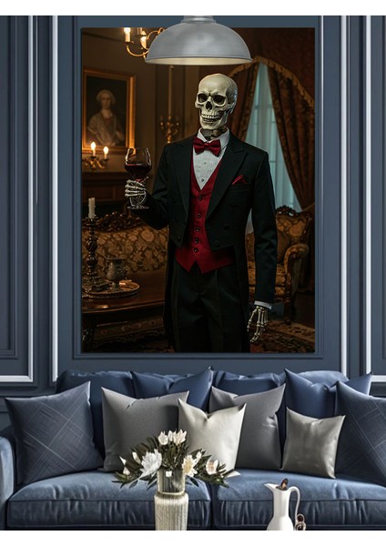 Takım Elbiseli Iskelet Dekoratif Kanvas - Mdf Ahşap Tablo indirimleri