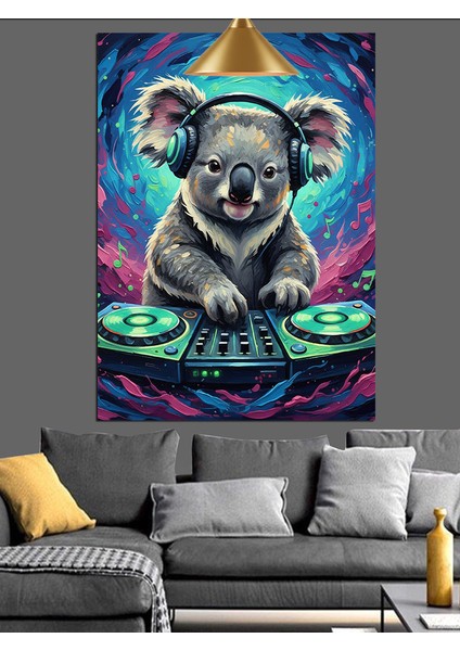 Dj Koala Parti Dekoratif Kanvas - Mdf Ahşap Tablo