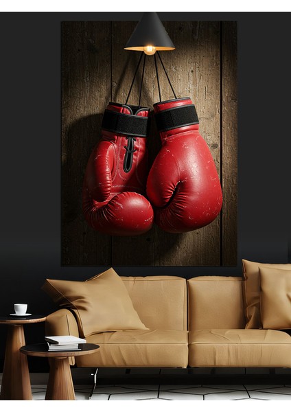 Kırmızı Boks Eldiveni Dekoratif Kanvas - Mdf Ahşap Tablo