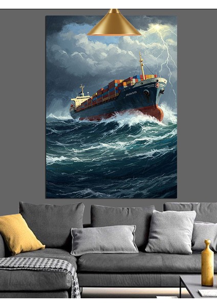 Fırtınada Yük Gemisi Dekoratif Kanvas - Mdf Ahşap Tablo modelleri