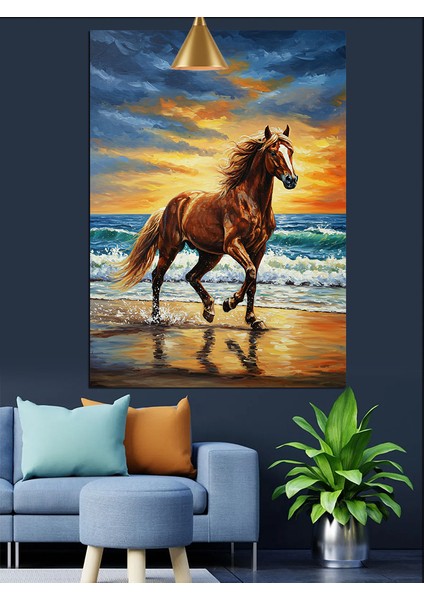 Deniz Kenarı At Dekoratif Kanvas - Mdf Ahşap Tablo indirimleri