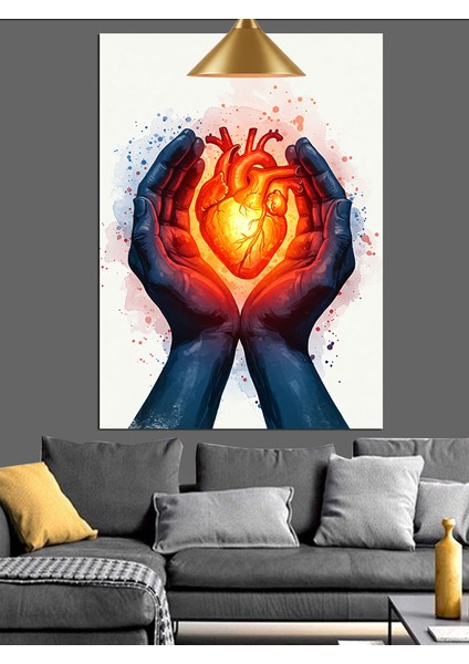 Ellerde Parlayan Kalp Dekoratif Kanvas - Mdf Ahşap Tablo fiyatları