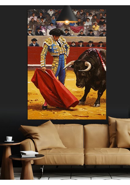 Arenada Boğa Güreşi Dekoratif Kanvas - Mdf Ahşap Tablo fiyatları
