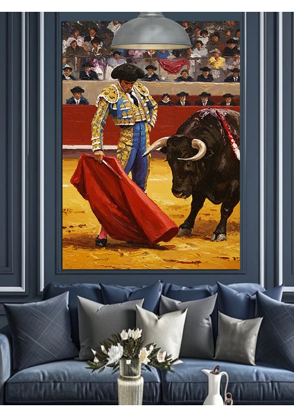 Arenada Boğa Güreşi Dekoratif Kanvas - Mdf Ahşap Tablo fırsatları