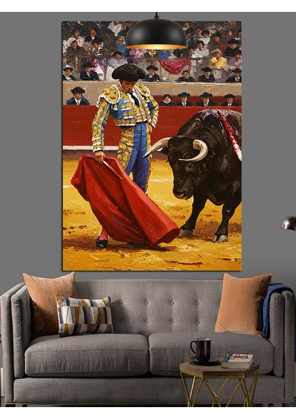 Arenada Boğa Güreşi Dekoratif Kanvas - Mdf Ahşap Tablo indirimleri