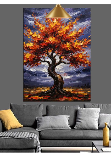 Sonbahar Yaprak Ağaç Dekoratif Kanvas - Mdf Ahşap Tablo