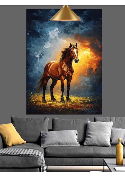 Yağmurlu Koşan At Dekoratif Kanvas - Mdf Ahşap Tablo modelleri