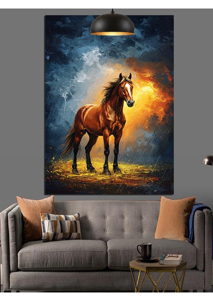Yağmurlu Koşan At Dekoratif Kanvas - Mdf Ahşap Tablo indirimleri