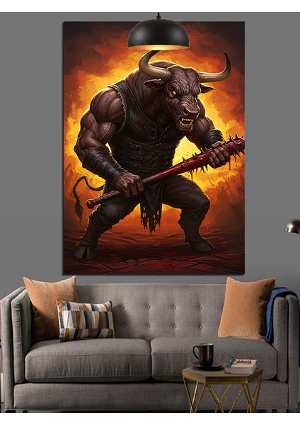 Gitar Çalan Minotor Dekoratif Kanvas - Mdf Ahşap Tablo indirimleri