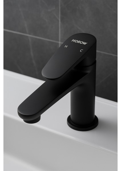 Mat Siyah Banyo Musluğu - Tek Kollu Batarya