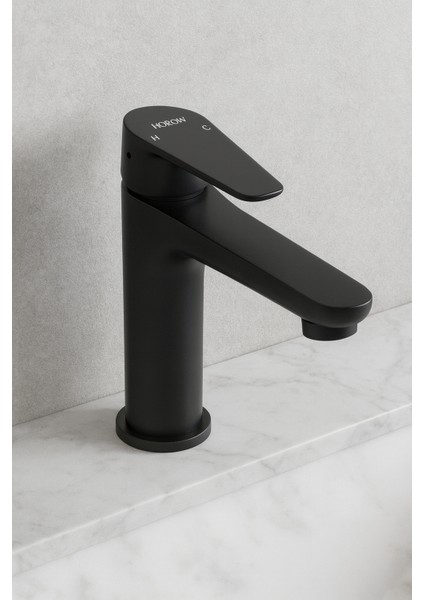 Mat Siyah Banyo Musluğu - Tek Kollu Batarya
