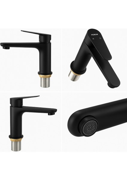 Mat Siyah Banyo Musluğu - Tek Kollu Batarya