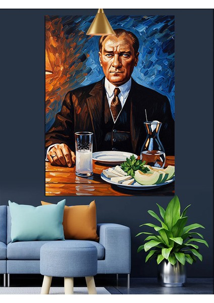 Atatürk Rakı Sofrası Dekoratif Kanvas - Mdf Ahşap Tablo fiyatları