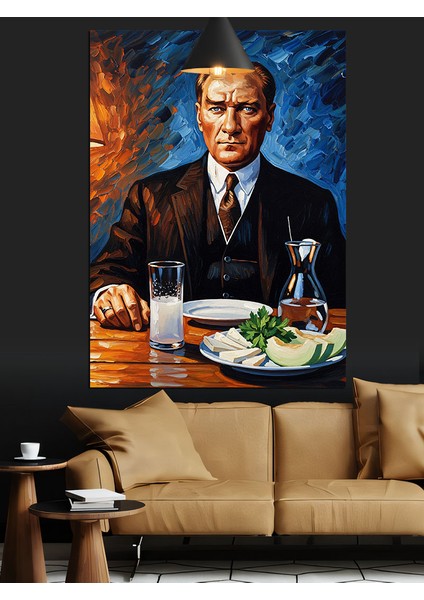 Atatürk Rakı Sofrası Dekoratif Kanvas - Mdf Ahşap Tablo modelleri