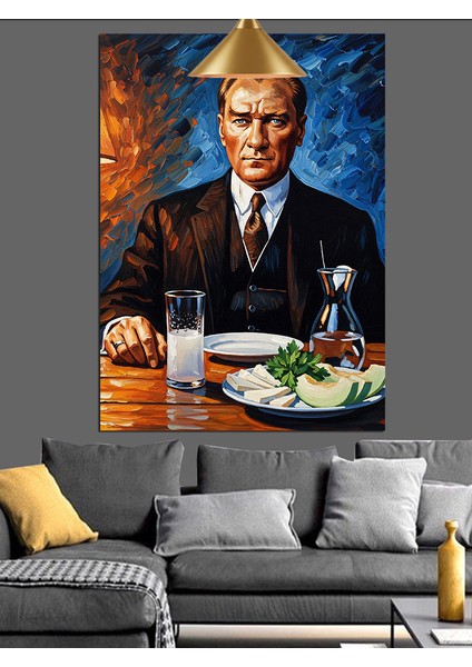 Atatürk Rakı Sofrası Dekoratif Kanvas - Mdf Ahşap Tablo fırsatları