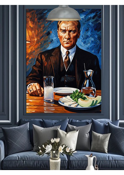 Atatürk Rakı Sofrası Dekoratif Kanvas - Mdf Ahşap Tablo indirimleri