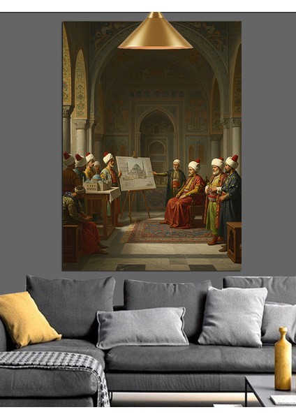 Osmanlı Bilim Tartışma Dekoratif Kanvas - Mdf Ahşap Tablo