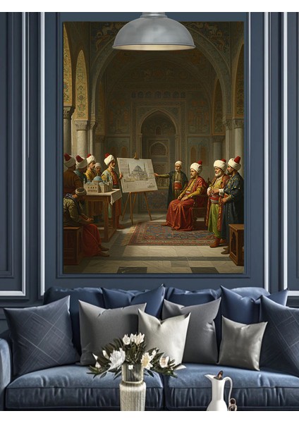 Osmanlı Bilim Tartışma Dekoratif Kanvas - Mdf Ahşap Tablo fiyatları