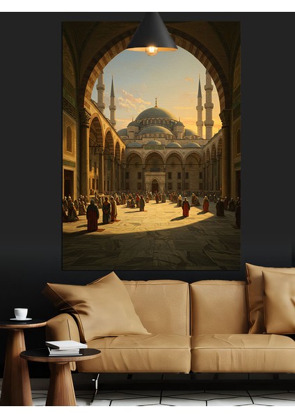 Avluda Büyük Cami Dekoratif Kanvas - Mdf Ahşap Tablo indirimleri